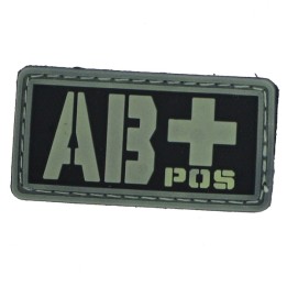 Patch PVC groupe sanguin AB+ fond noir olive