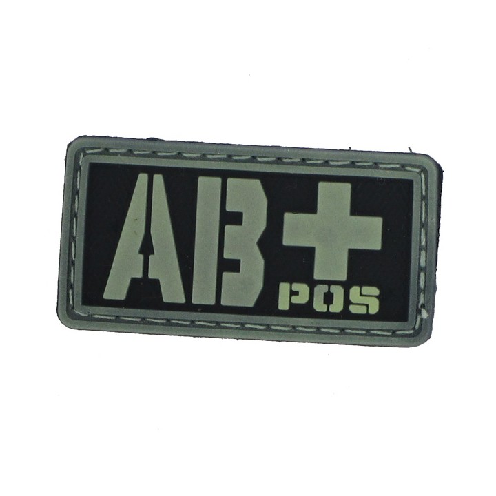 Patch PVC groupe sanguin AB+ fond noir olive
