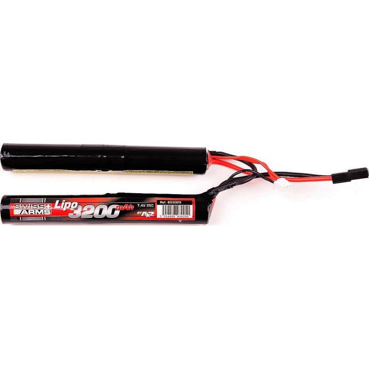 SWISS ARMS Lipo 7,4V 3200mAh 25C Round Stick Twin - 7.4V