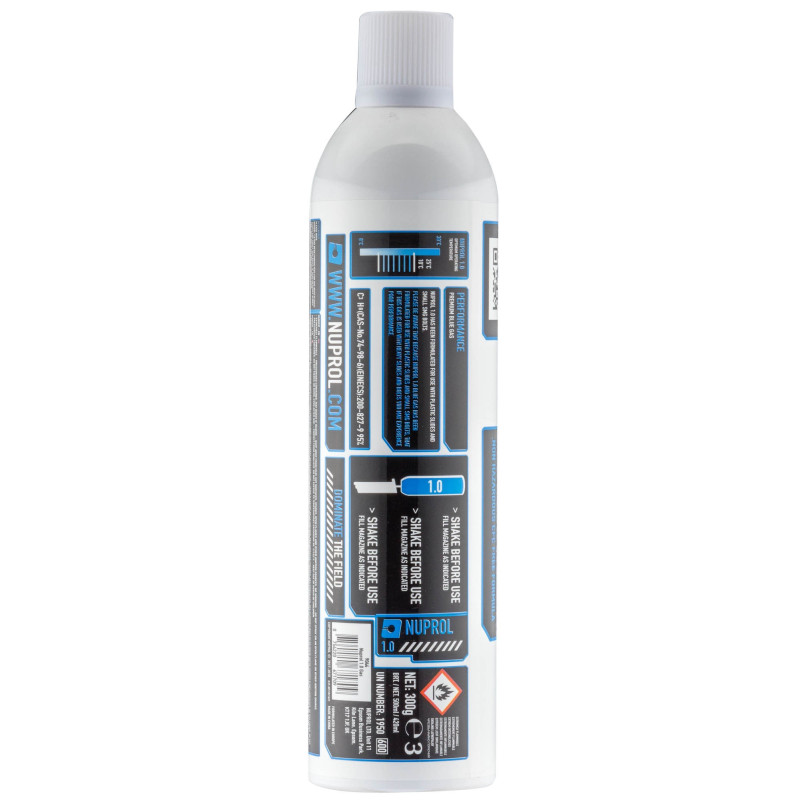 Gaz Airsoft Nuprol Premium 1.0 basse pression 650ml pour répliques GBB