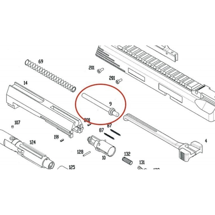 Recoil Srping Guide for KSC / ASG MP9