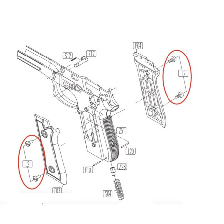 Grip Screws for KWC KCB-15 / PT92 / PT99