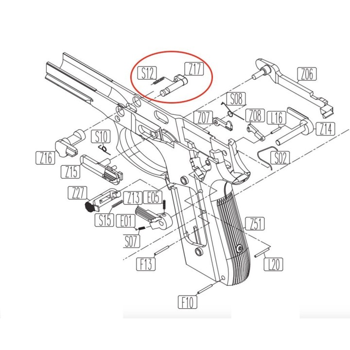 Barrel Pin Button for KWC KCB-15 / PT92 / PT99
