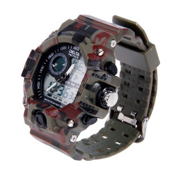 Tactical montre homme analogique et digitale camo