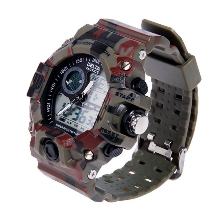 Tactical montre homme analogique et digitale camo
