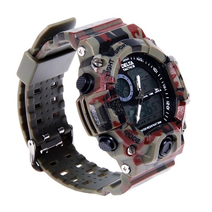 Tactical montre homme analogique et digitale camo