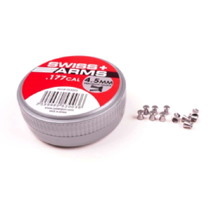 Plombs plats SWISS ARMS de 4,5mm cal.177 Haute Qualité (500pcs) /C5-100