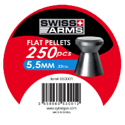 Plombs plats SWISS ARMS de 5,5mm cal.22 Haute...