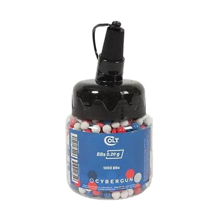 Billes COLT 0,20 g Bleu Blanc Rouge en bouteille 1000 Bbs