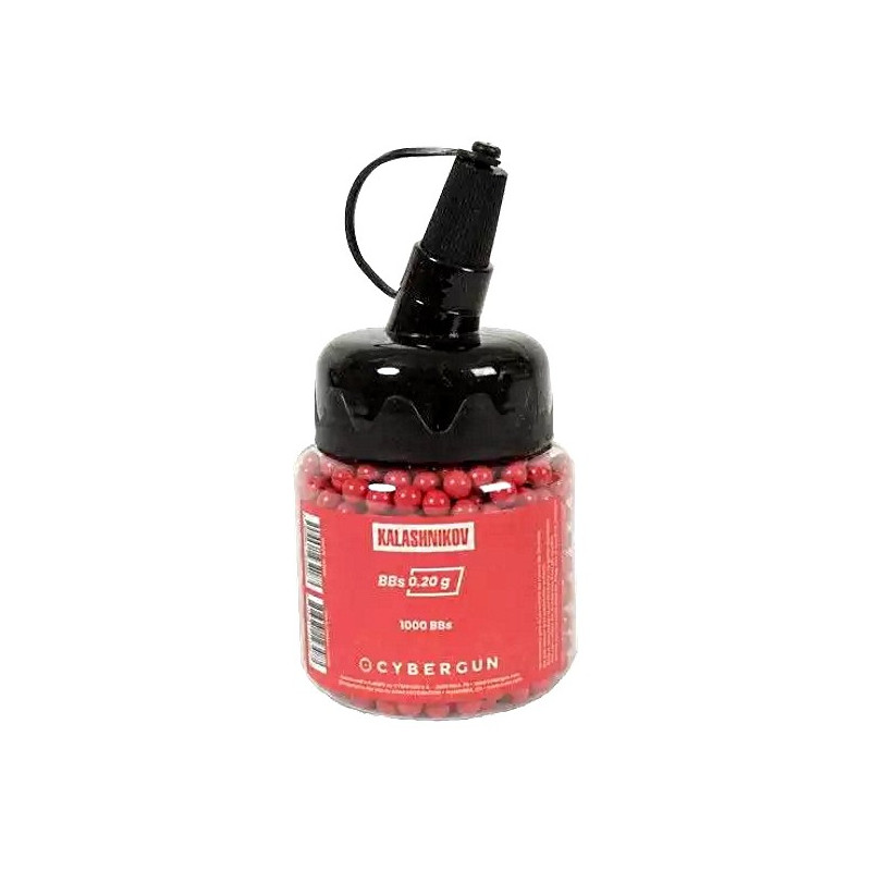 Billes Kalashnikov Rouges 0,20 g en Bouteille 1000 BBs