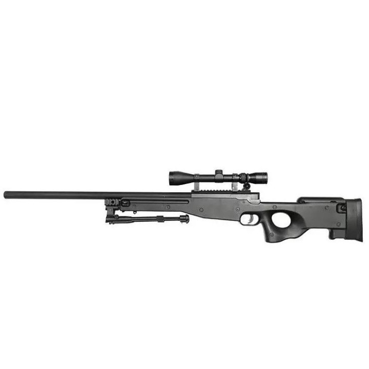 Fusil airsoft fusil de sniper Warrior I (avec bipied et lunette) - noir