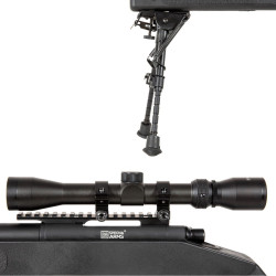 Sniper airsoft sA-S03 CORE™ High Velocity Selector Scope avec lunette et bipied - noir