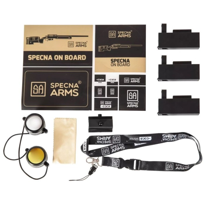 Sniper airsoft sA-S03 CORE™ High Velocity Selector Scope avec lunette et bipied - noir