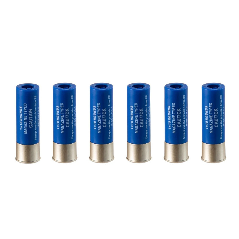 CARTOUCHES FUSIL A POMPE 15BBS 6PCS BLEUES