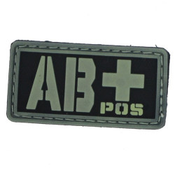 Patch PVC groupe sanguin AB+ fond noir/olive