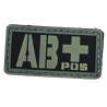 Patch PVC groupe sanguin AB+ fond noir/olive