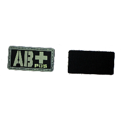 Patch PVC groupe sanguin AB+ fond noir/olive