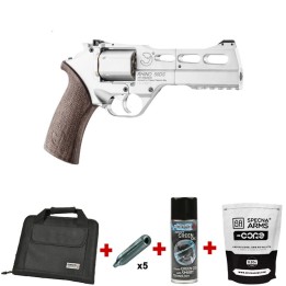 Pack Airsoft revolver CO2 CHIAPPA RHINO 50DS Silver + Co2 + billes + mallette