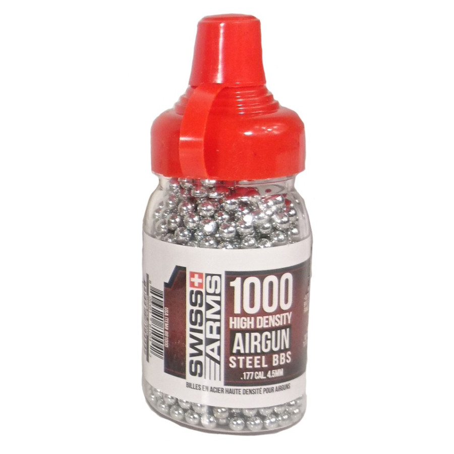 Biberon 1000 billes acier 4,5 mm Swiss Arms 88100 calibre .177 pour tir de loisir airgun