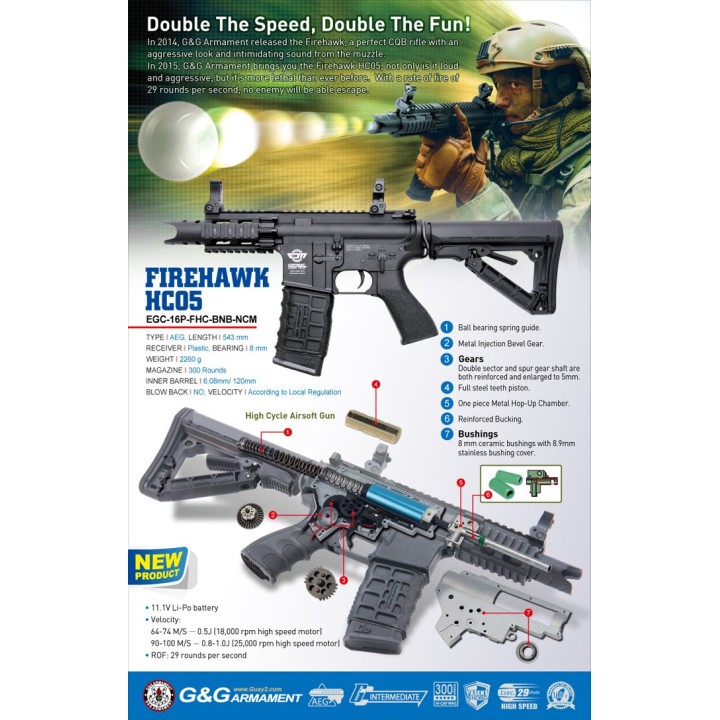 G&G - M4 FIRE HAWK fusil d'assaut CQB - Airsoft AEG