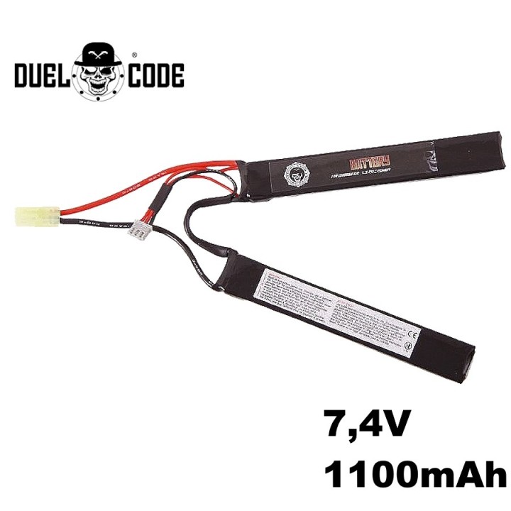 BATTERIE LIPO 7.4V 1100MAH 25C (2PC) DUEL CODE