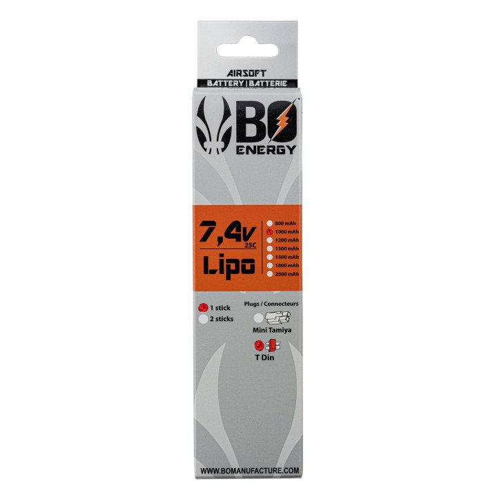 1 stick batterie Lipo 2S 7.4V 1000mAh 25C