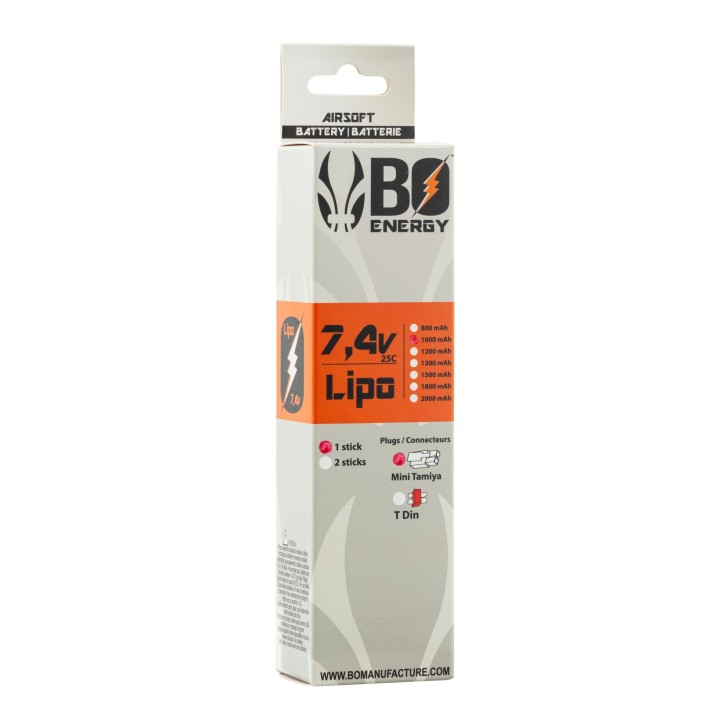 1 stick batterie Lipo 2S 7.4V 1000mAh 25C