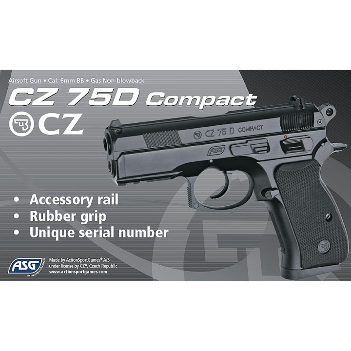CZ 75D Compact Gas Pistol - Semi-automatic airsoft replica at affordable price