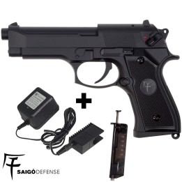 Black Electric M92 Airsoft Pistol - Saigo  AEP