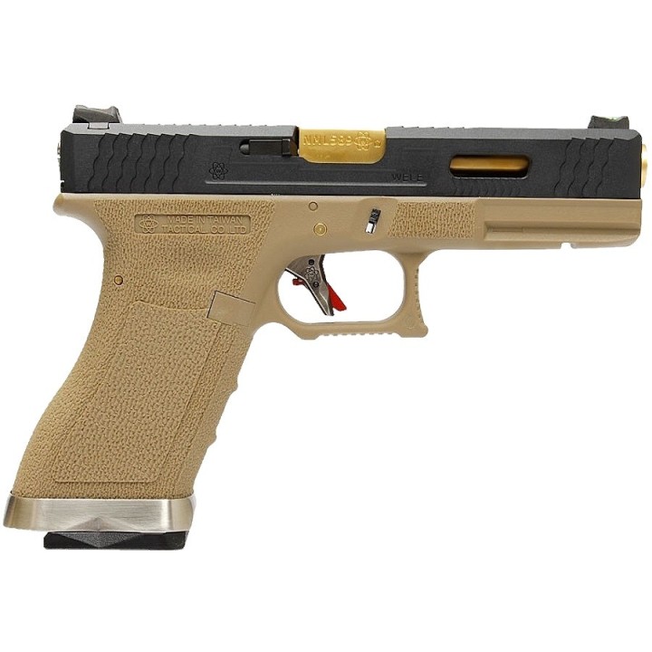 WE R17 Custom Tan/Gold Airsoft GBB Replica