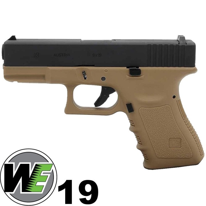 WE R19 Gen3 Tan Airsoft CO2 Pistol - Tactical Rail & Adjustable Hop-Up