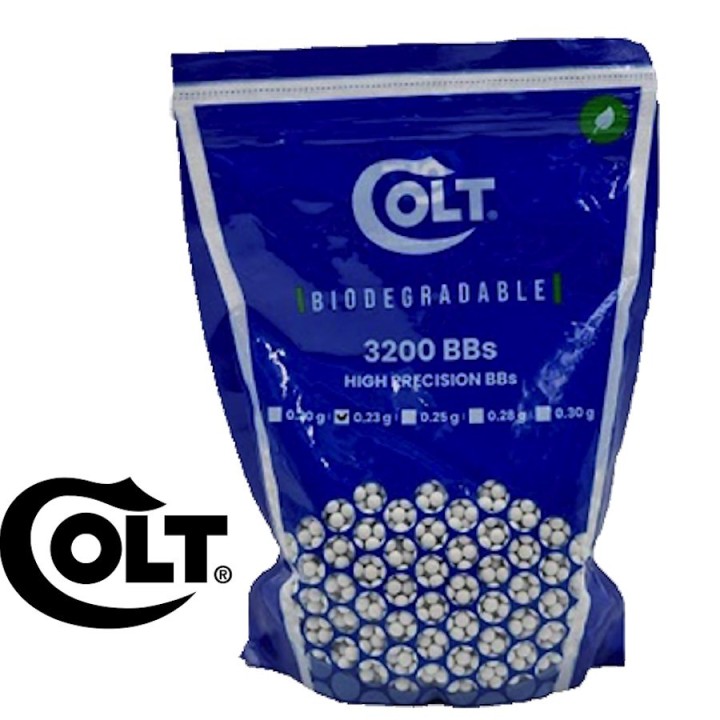 colt cybergun 3200 bb airsoft biodégradables 0.23g 6mm blanches