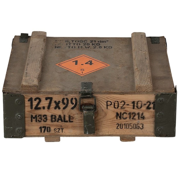 Boîte munitions vintage bois caisse transport équipement survie