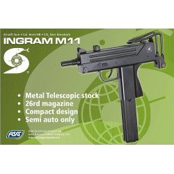 ASG Cobray Ingram M11 - Compact CO2 Replica 6mm with Realistic Markings