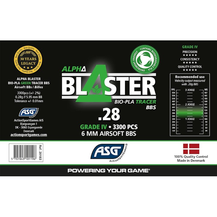 billes nocturnes airsoft traçantes 6mm PLA bio vert