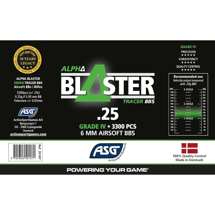 Biodegradable 0.25g Tracer BBs - ASG Airsoft 6mm
