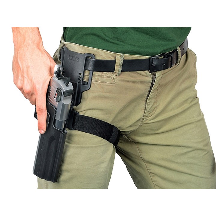 plaque de cuisse réglable Amomax black pour support de holster airsoft