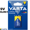 Varta 9V Longlife Power 6LR61 - Alkaline battery for smoke detectors and security systems