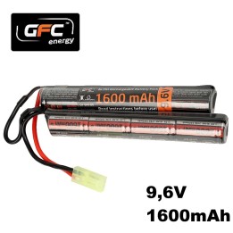 Rechargeable Airsoft Battery 9.6V 1600mAh - GFC Energy Mini Tamiya