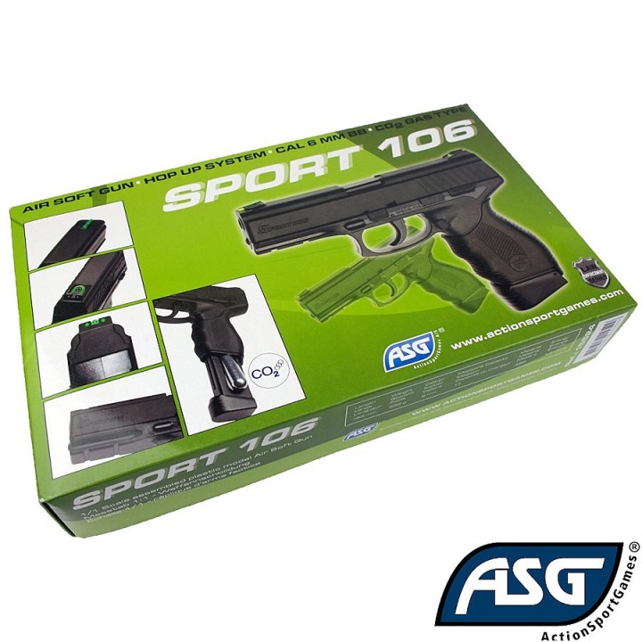 ASG Sport 106 CO2 Airsoft Pistol - 1.3 Joule, Fixed Hop-Up