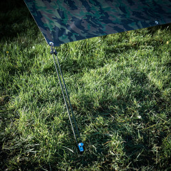 Woodland camouflage tarp for multi-purpose bushcraft and bivouac