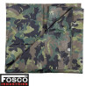 Woodland camouflage tarp for multi-purpose bushcraft and bivouac