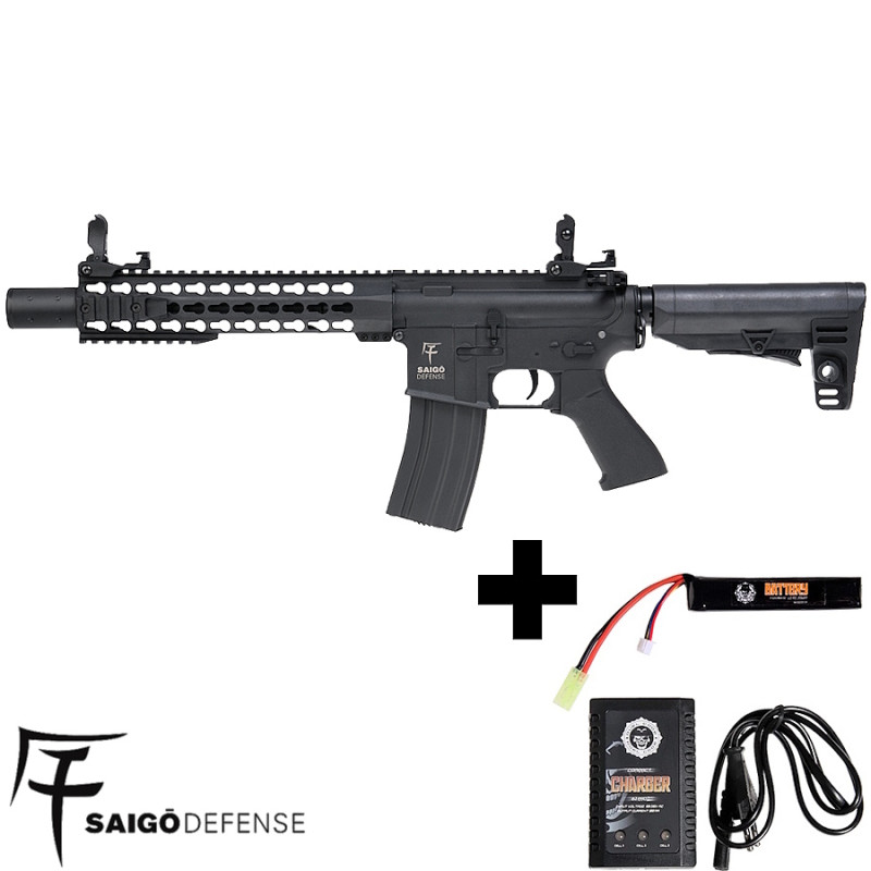 Pack AEG Kenji Long Noir Réplique Airsoft Électrique Complète – Saigo Defense
