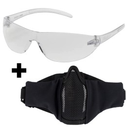 Kit protection débutant airsoft - Masque grillagé et lunettes polycarbonate