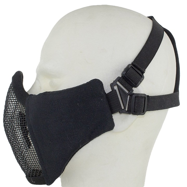 Masque airsoft grillagé noir ajustable en nylon 1000D pour équipement de sécurité