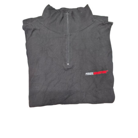 Polo Noir PIRATE - Taille XL (Manche Longue)