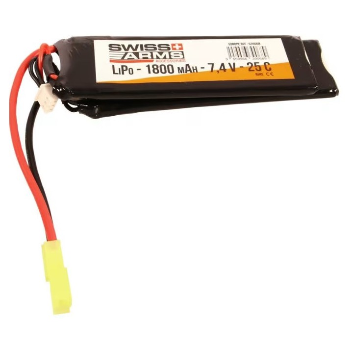 Batterie LiPo Swiss Arms 7.4V 1800mAh Double Stick Tamiya