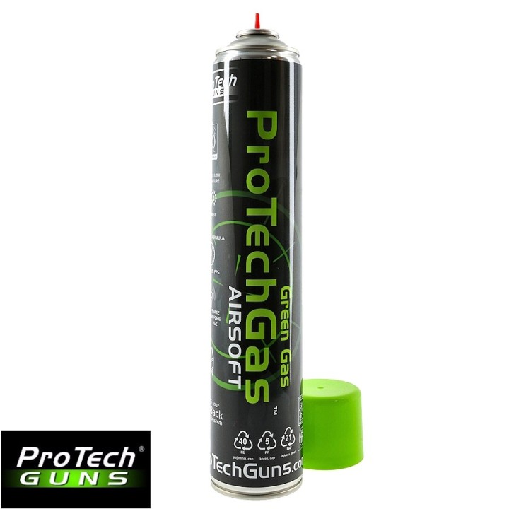Gaz airsoft Green Gas Protech 1000 ml, bouteille siliconée haute pression pour GBB et GBBR