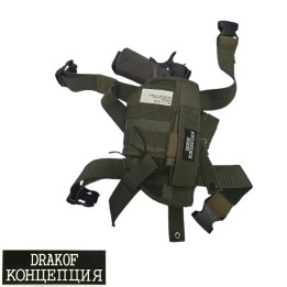 Holster de cuisse airsoft ambidextre OD Drakof pour réplique de poing, nylon renforcé