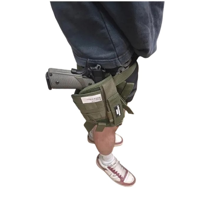 Holster de cuisse airsoft Drakof OD ambidextre avec patte de rétention réglable